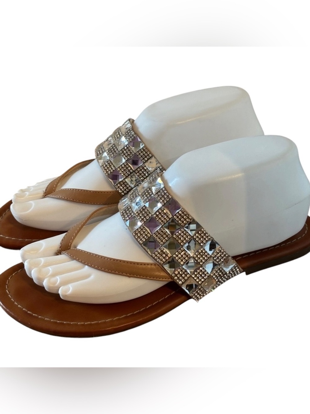jessica simpson between toe shoes embellished rhinestone flats fairycore 7.5